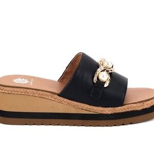 Adelfia Pearl Wedge by Yellow Box in Black